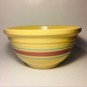 Vintage Pink & Blue Strip Oven Ware Bowl 10”